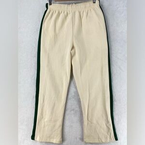 Pretty Little Thing Pants Womens 6 cream green embroidered side panel straight